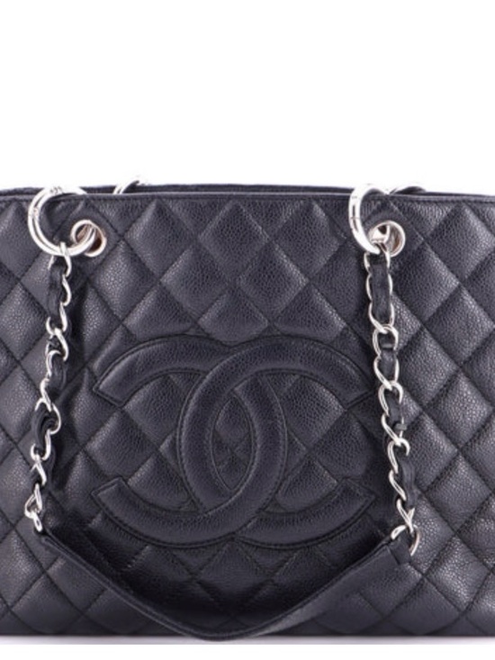 CHANEL Handbags - CHANEL grand shopping Tote quilted black caviar silver Chain-Strap Handles